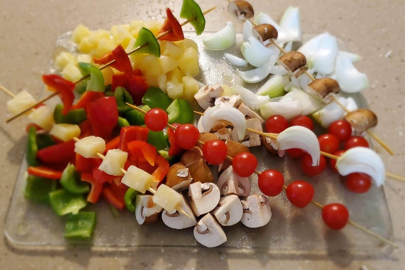 Skewer the Chopped Ingredients