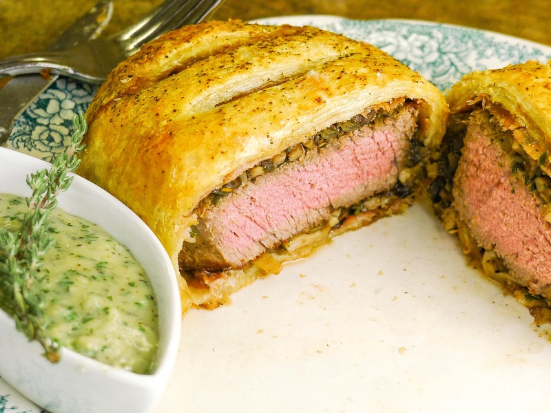 Individual Beef Wellington With Gorgonzola Cream Sauce