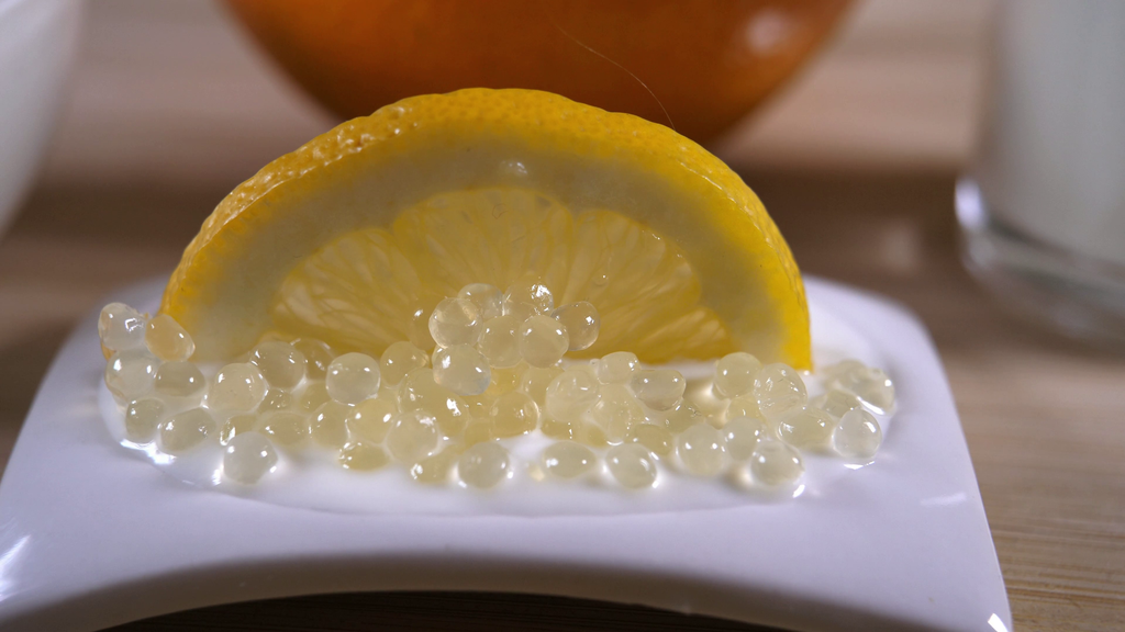 Presentation of Lemon Caviar