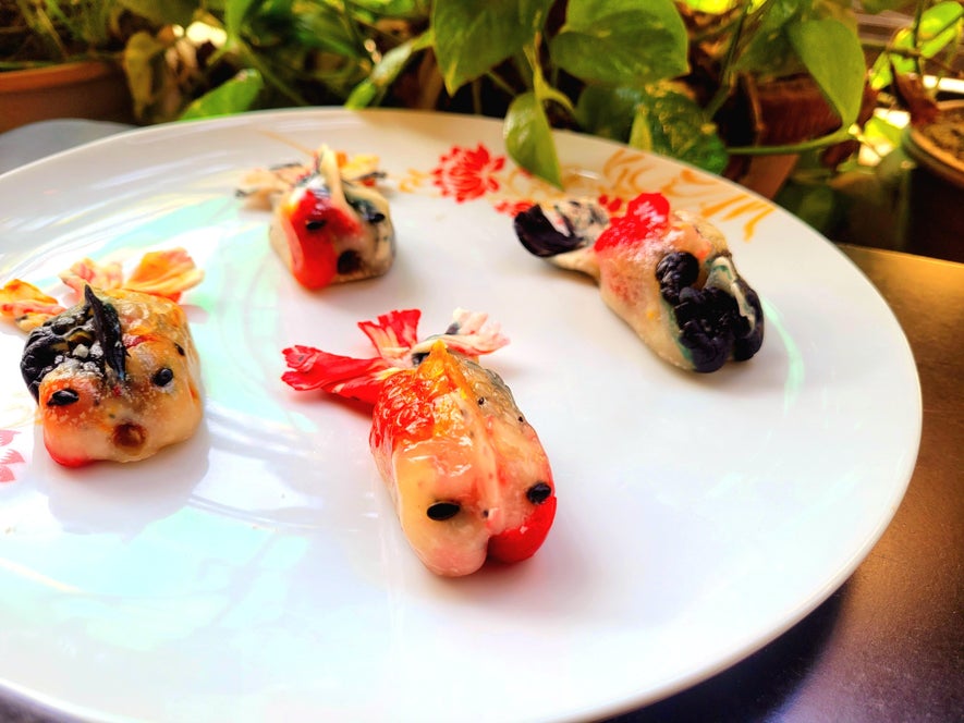 锦鲤金鱼糯米糍配杂粮布丁馅