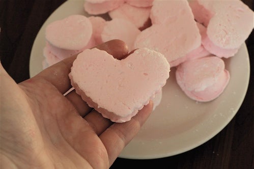 粉红薄荷心形棉花糖