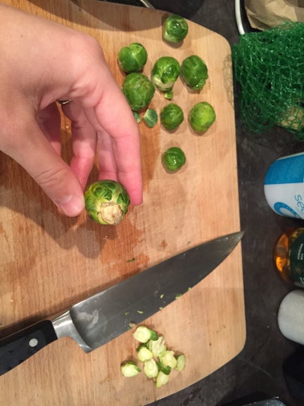 Prep the Brussel Sprouts