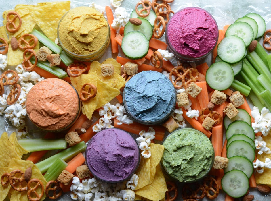 彩虹蔬菜鹰嘴豆泥 - 六种创意做法