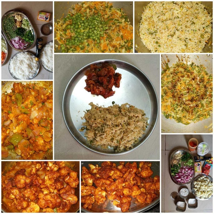 蔬菜炒饭配花椰菜曼彻尔