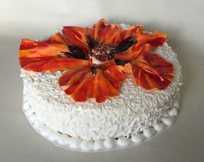 乔治亚·欧姬芙灵感花卉油画蛋糕