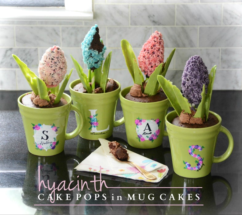 Hyacinth Cake Pops in Mug Cakes