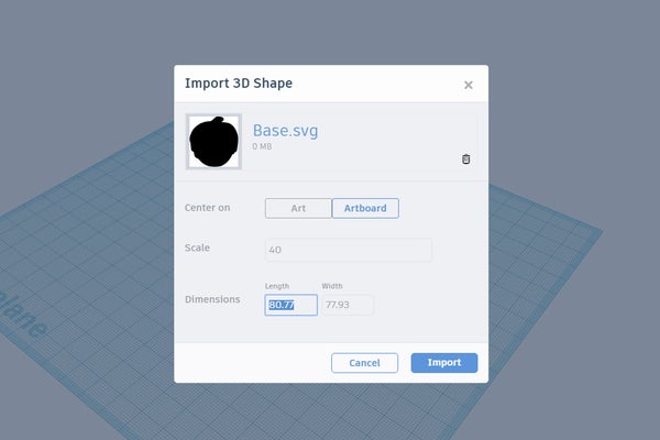 设计：导入基底SVG到Tinkercad