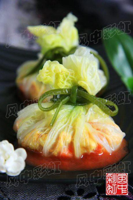 洋白菜鲜虾包